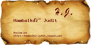 Hambalkó Judit névjegykártya